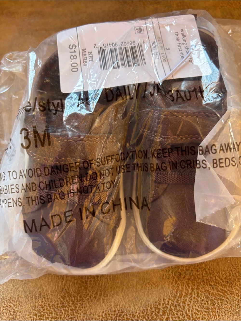 Carter's Brown Baby Walker Shoes size 3